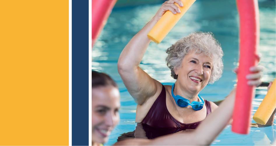 Senior woman doing aqua aerobic